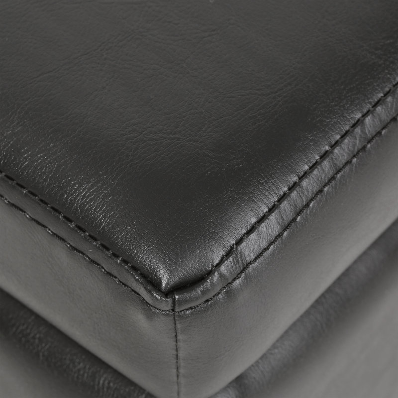 Louella 42cm Wide Faux Leather Square Solid Colour Cube Ottoman with Storage, Black