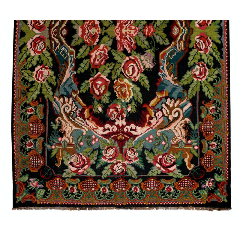 Tapis de laine tissé à la main 7,7 x 12,6 pi Kilim Bessarabian Vintage de Moldova