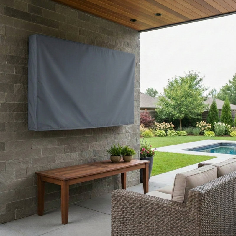 Universal Weatherproof TV Cover – All-Season Protection for Flat Panel TVs, Water-Resistant, Breathable Material with Remote Pocket