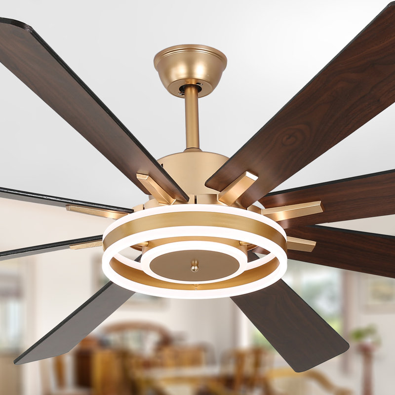 Ventilateur de plafond moderne à intensité variable de 72 po Nimbella, Doré