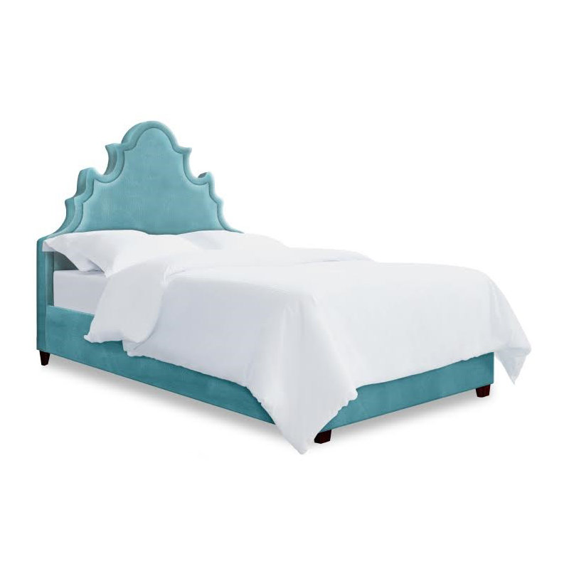 Vogel Vegan Leather Platform Bed, King, Turquoise