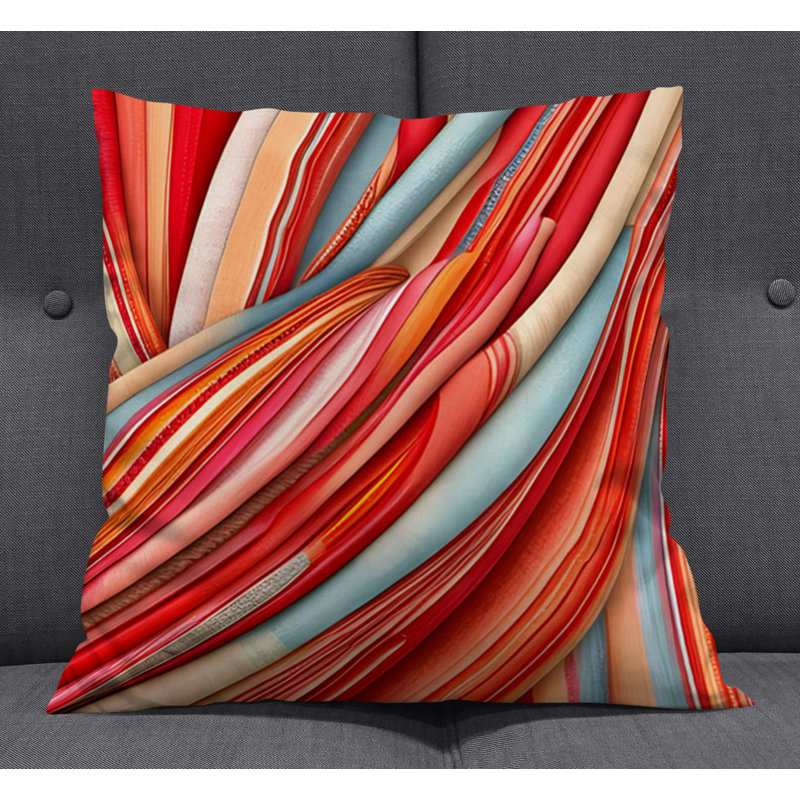 Throw Pillow With Insert, 20"H x 20"W, Blue/Red Abstract 18