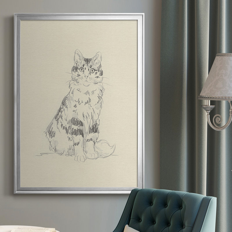 Toile encadrée de qualité supérieure House Cat III - prête à être accrochée, Argent, H 36,5 po x l 26,5 po x P 1 po