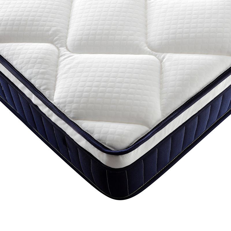 Très grand matelas à ressorts ensachés en mousse à mémoire de forme de taille moyenne de 10 pouces dans une boîte, en relief, bleu + brun + blanc avec et ressort