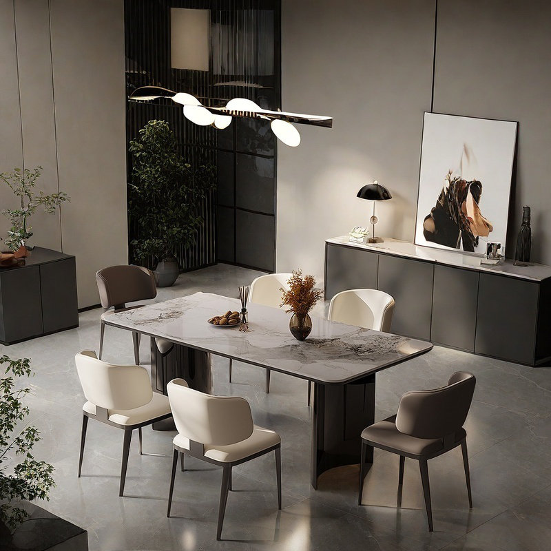 Ensembles de table de salle à manger en pierre frittée durable., H 29,53 po x L 70,87 po x l 35,43 po