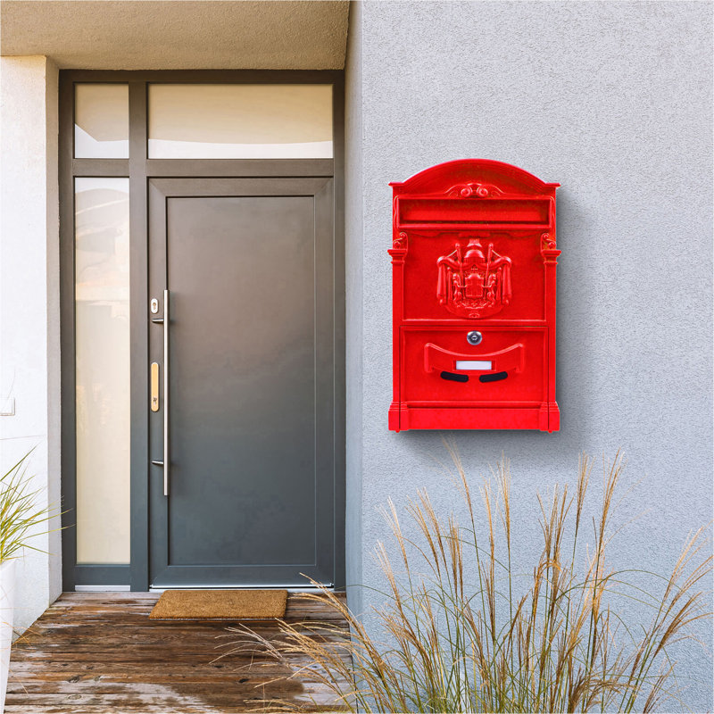 Metal Wall Mounted Mailbox, Red