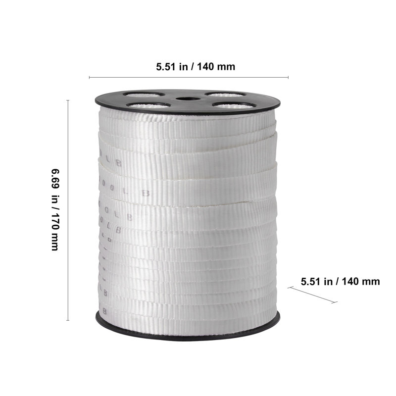 Polyester Pull Tape, 3/4" x 265' Mule Tape Flat Rope, 2500 lbf Tensile Capacity, Printed Webbing Cable Pulling Tape for Packaging, Gardening, Commercial Electrical, Conduit Work, White