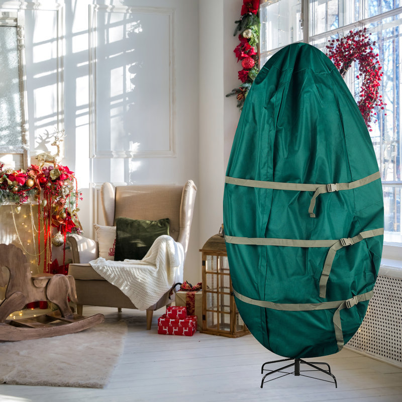 Christmas Tree Storage Bag - Upright Zippered Canvas Cover for Artificial Trees with Buckle Straps and Cinch by Tiny Tim Totes