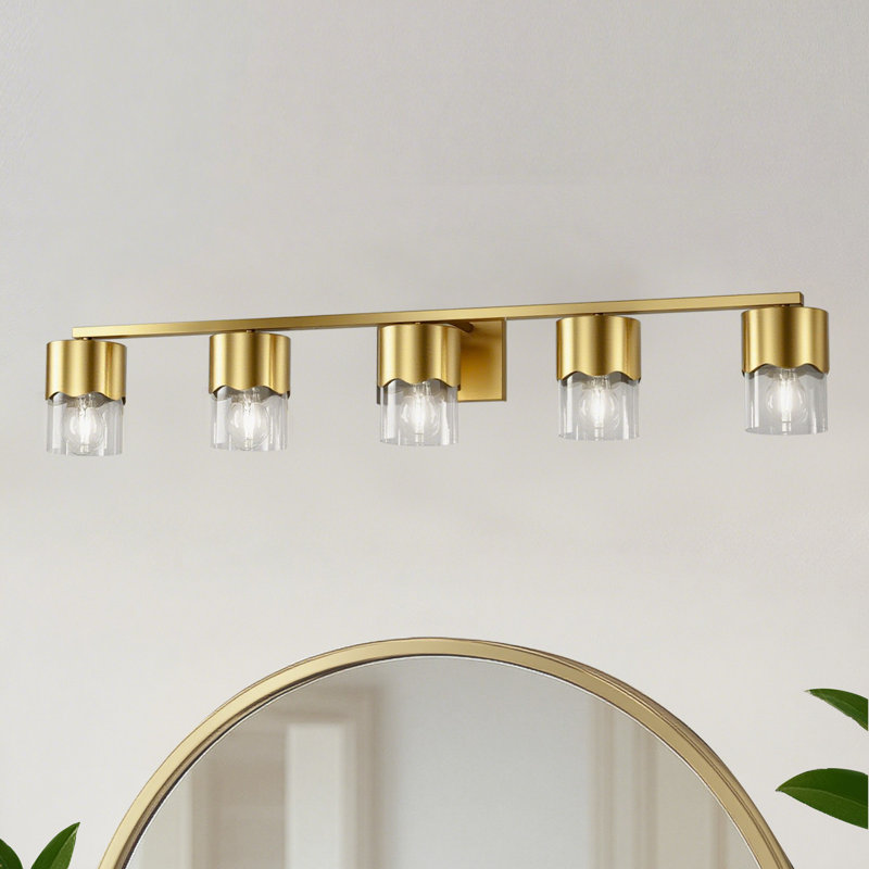 Kailyn Metal and Glass Vanity Light, Polished Brass, 5 Lights