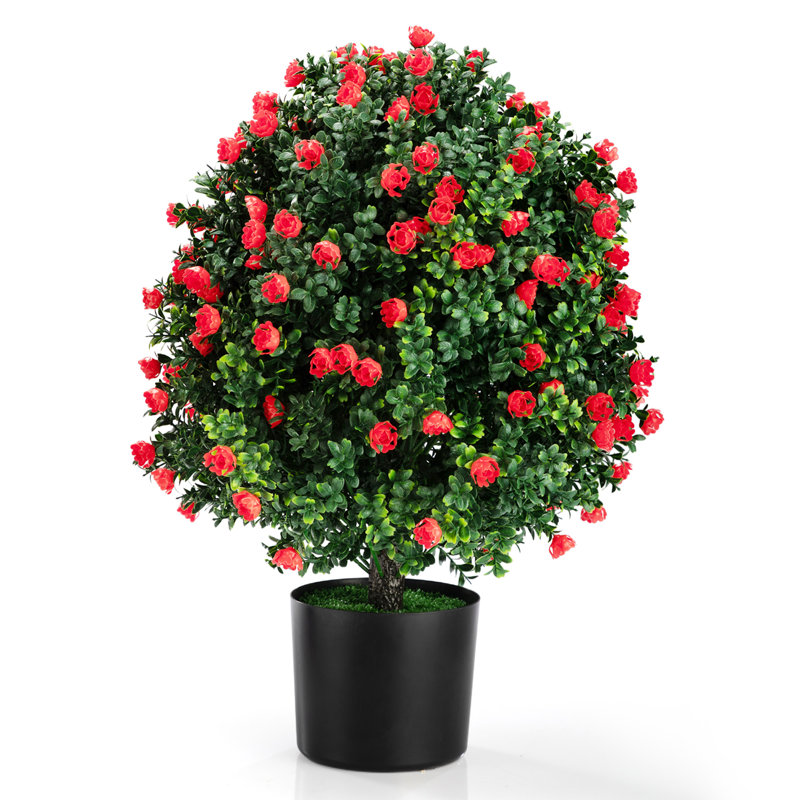 2 Pack Artificial Rose Ball Topiaries, Outdoor Artificial Plants Fake Plants For Outdoor/Indoor, Garden Decor