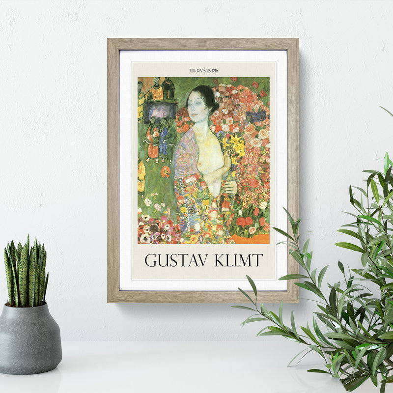 The Dancer by Gustav Klimt - Picture Frame Painting, 36cm H x 27cm W x 2cm D, Oak Framed