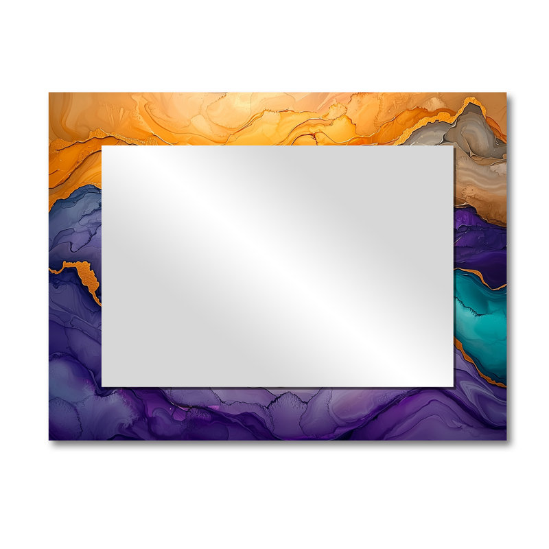 Dissolved Boundaries Splashes Of Drip Painting II - Abstract Wall Mirror Art - Printed On Metal, 30" x 40"