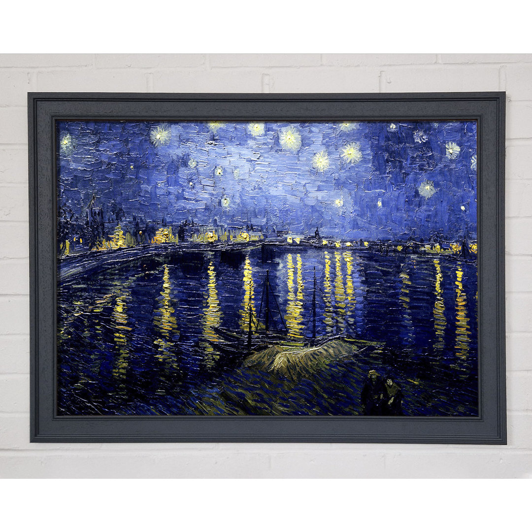 Gerahmtes Leinwandbild Starry Night Over The Rhone von Van Gogh in Blau