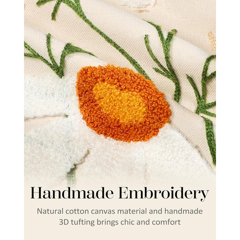 Embroidered Throw Pillow Cover