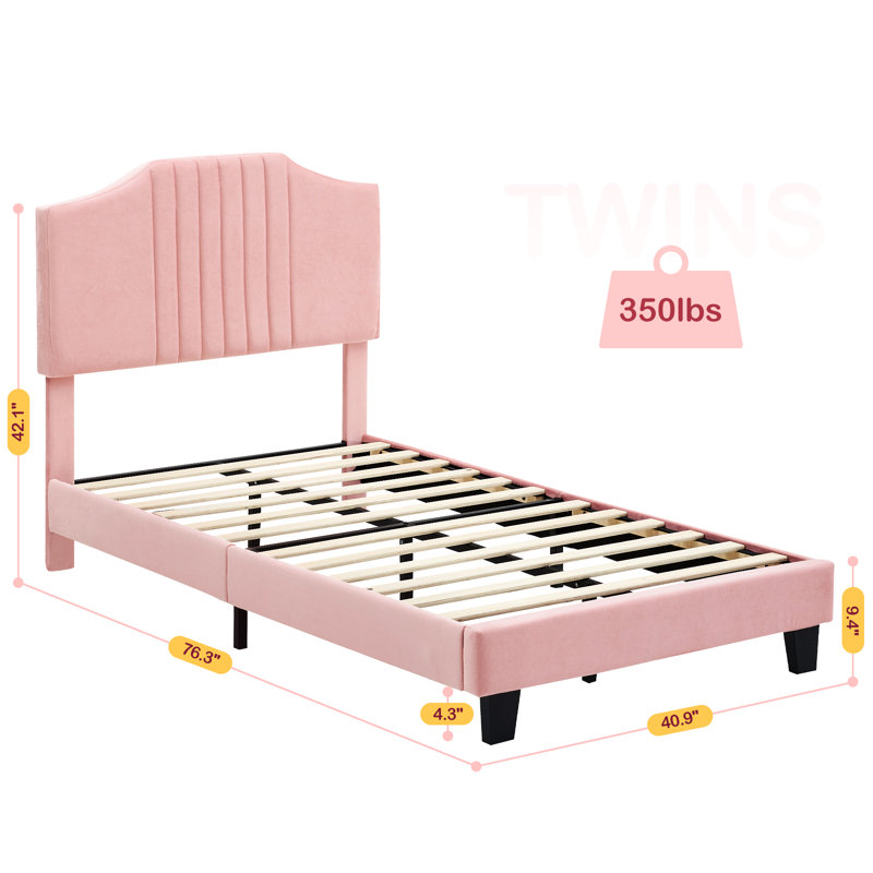 Olurotimi Upholstered Platform Bed, Pink
