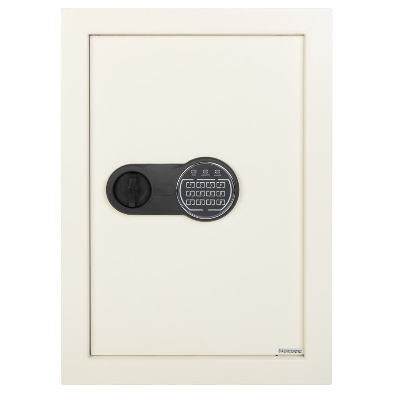 Cream Steel Small In-Wall Safe with Digital Keypad