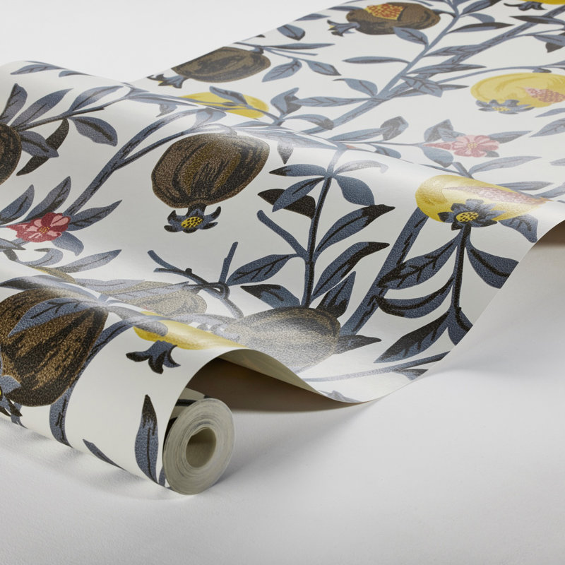 Boråstapeter Granatapple Wallpaper, White/Gray/Yellow
