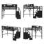 Lit mezzanine AVELOR en métal noir avec escalier et garde-robe encastré, grand lit mezzanine pour économiser de l'espace pour les adolescents avec garde-corps et rangement-330604941-330604943
