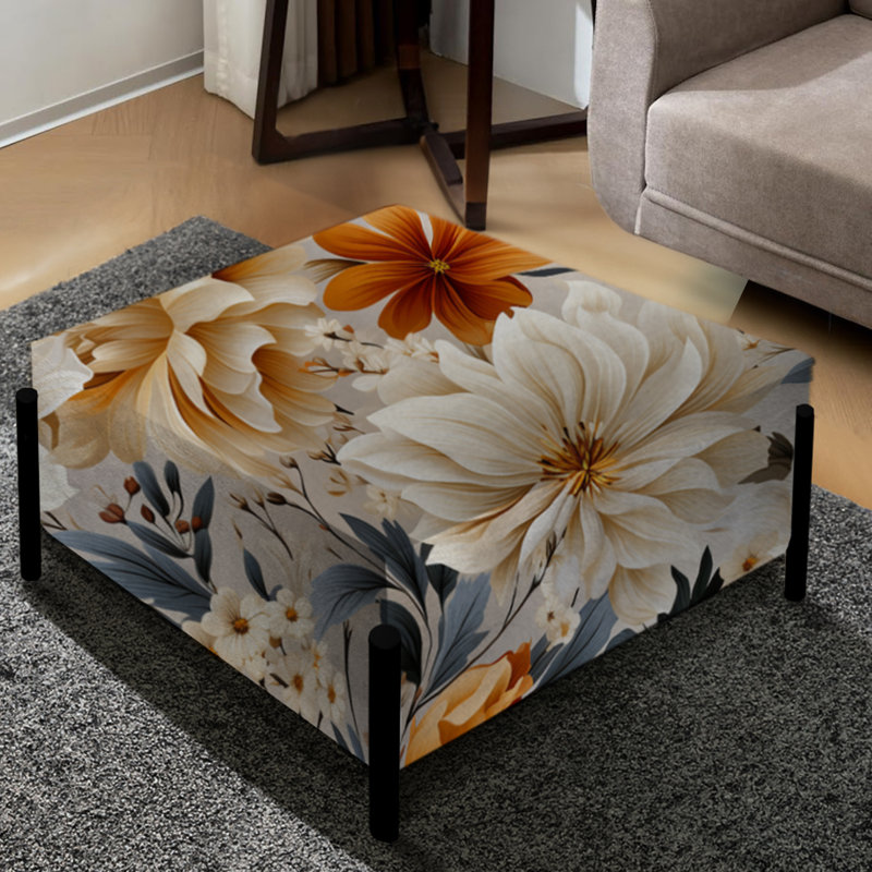 Grand repose-pieds Boho Earthy Blooms Poppies Garden