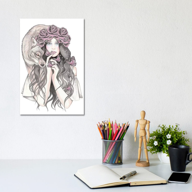 Shadow Wolf by Andrea Hrnjak - Wrapped Canvas Print, 20.32 cm H x 30.48 cm W