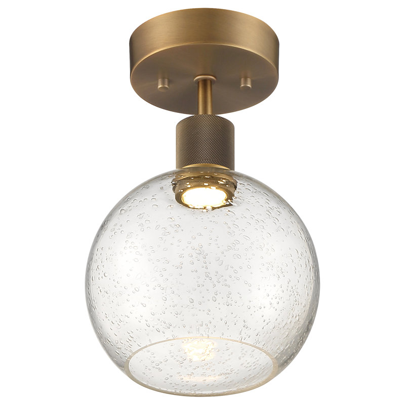 Port Nine Glass Semi Flush Mount, Antique Brushed Brass