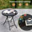 18" Folding Side Table Round Compact Coffee Table With Tempered Glass Tabletop Black 