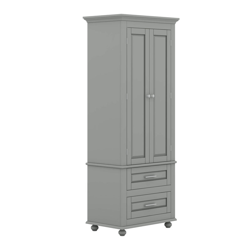 Armoire de rangement haute avec deux tiroirs, Gris