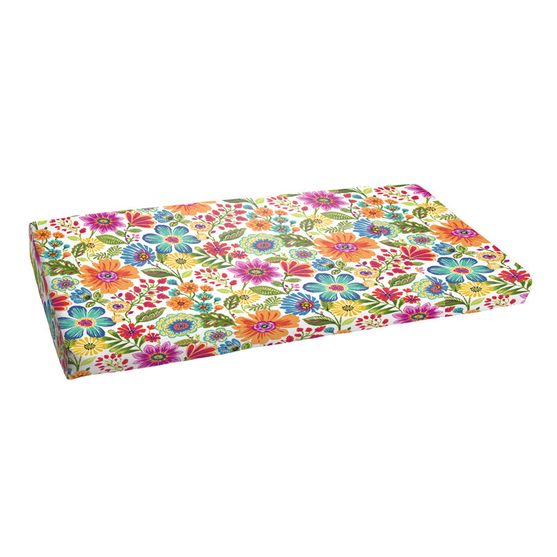 Coussin d’assise intérieur/extérieur floral, H 3 po x l 48 po x p 19 po