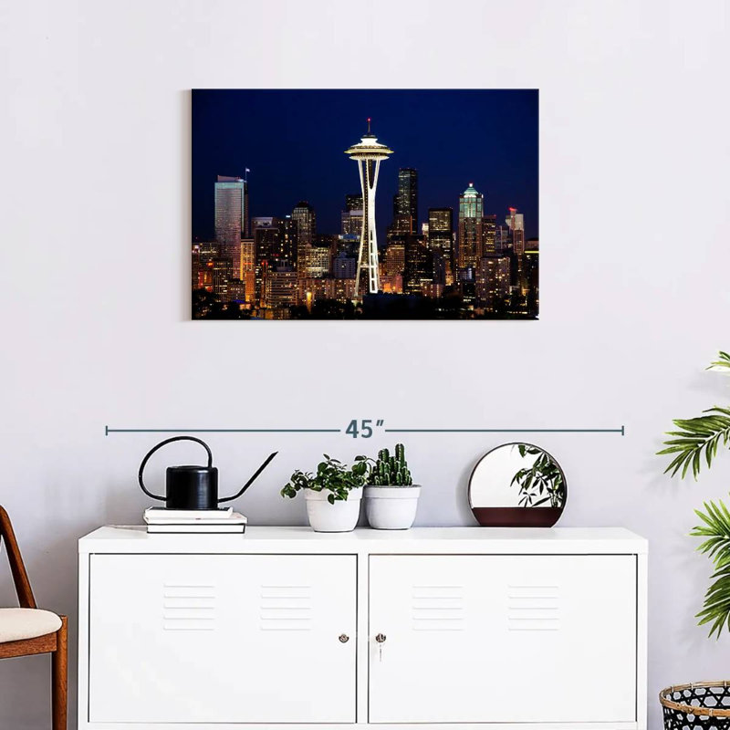 Ravi Seattle Night Cityscape, 20" H x 30" W