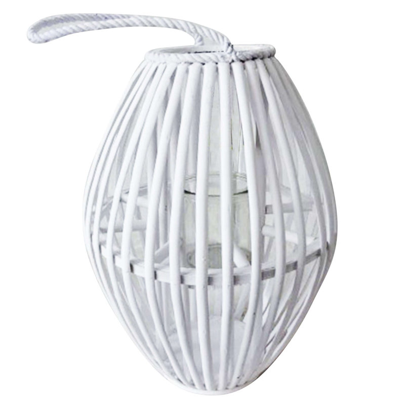 Glass Tabletop Lantern, White
