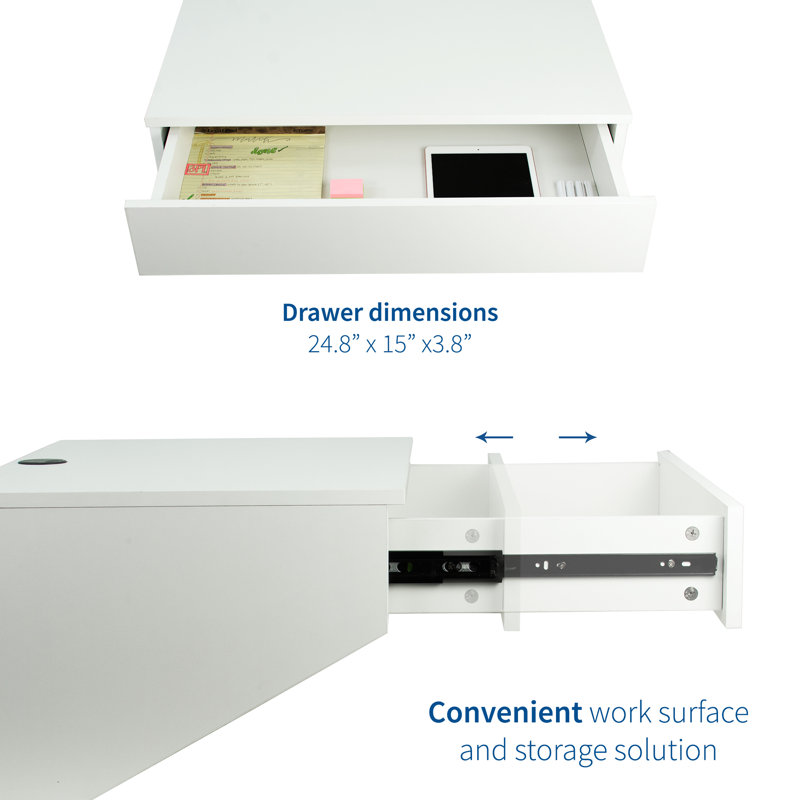 Tablette de rangement murale flottante blanche VIVO, tiroir de bureau, DESK-SF01W