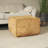 Brown Suade Leather Low Profile Square Stuffed Pouf with Patchwork Design-1517047281