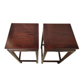 Pair of Asian Square Top Accent Tables or Side Tables