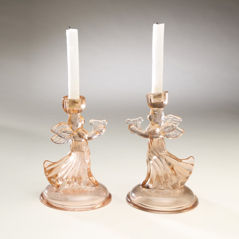Bougeoir en verre ange 8 ", Rose