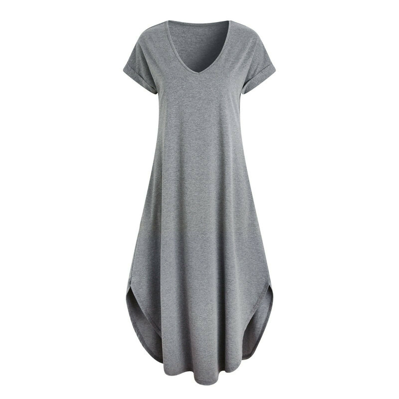 Peignoir mi-mollet avec poches, TG, Gris foncé
