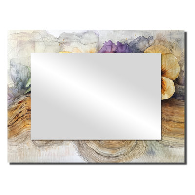 Summer Pansies Flowers On A Top Of Wooden Slide II - Floral Mirror Wall Decor - Printed On Metal