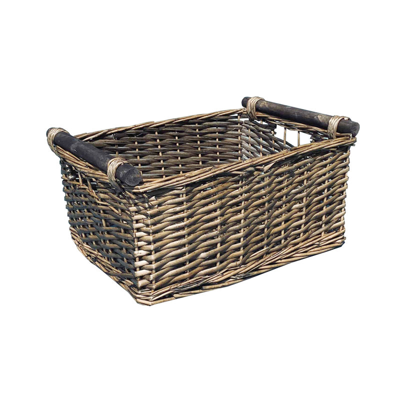 Symple Stuff Wicker Decorative Basket, 18cm H x 38cm W x 30cm D, Oak