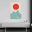 Paysage japonais de lever de soleil abstrait vintage, art mural nature-1533014434