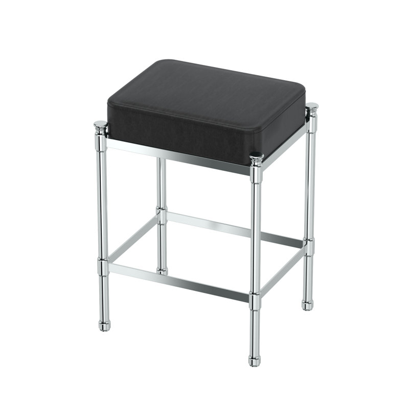 Tabouret de coiffeuse, Chrome, Blanc