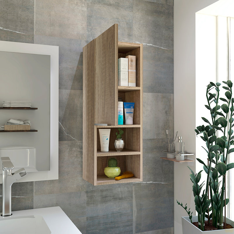 Bathroom Cabinet, Two Interior  Shelves, Two External Shelves, Single Door Cabinet, Beige