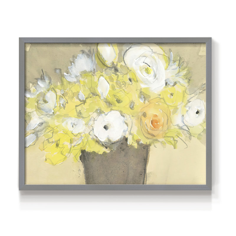Table Bouquet II - Reproduction encadrée - Restickable, H 22 po x l 28 po, Gris