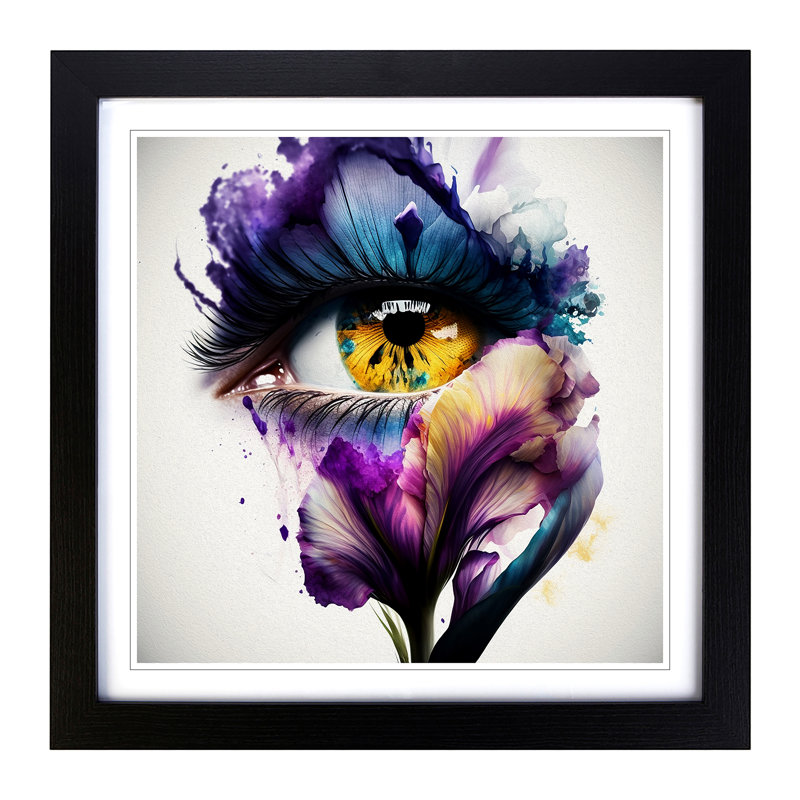 Iris Flower Double Exposure - Framed Print, Black