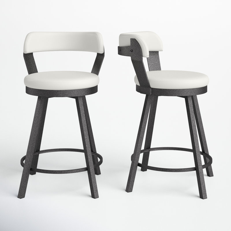 Tabouret de bar et de comptoir Berrin, Blanc, Tabouret de comptoir (siège d'une hauteur de 25,0