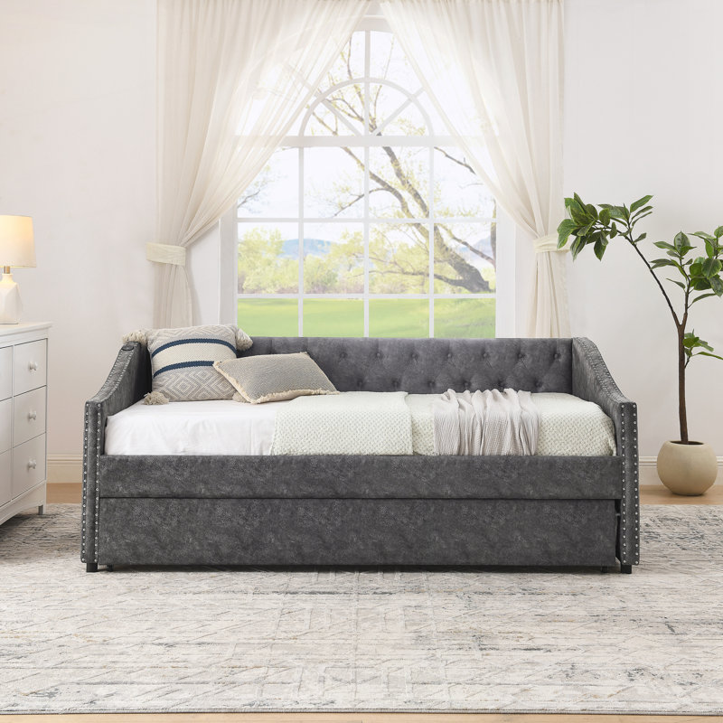Daybed with USB Charging, Gray, Twin