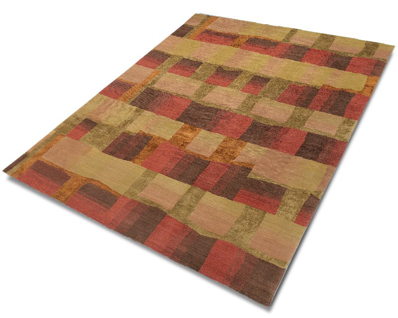 Eva H Hand Knotted Geometric Area Rug, Rectangle 9' x 12'