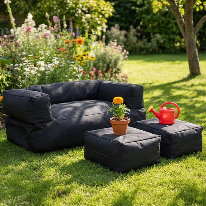 Ensemble de canapé-fauteuil et repose-pieds 3 pièces Junior Outdoor Oasis