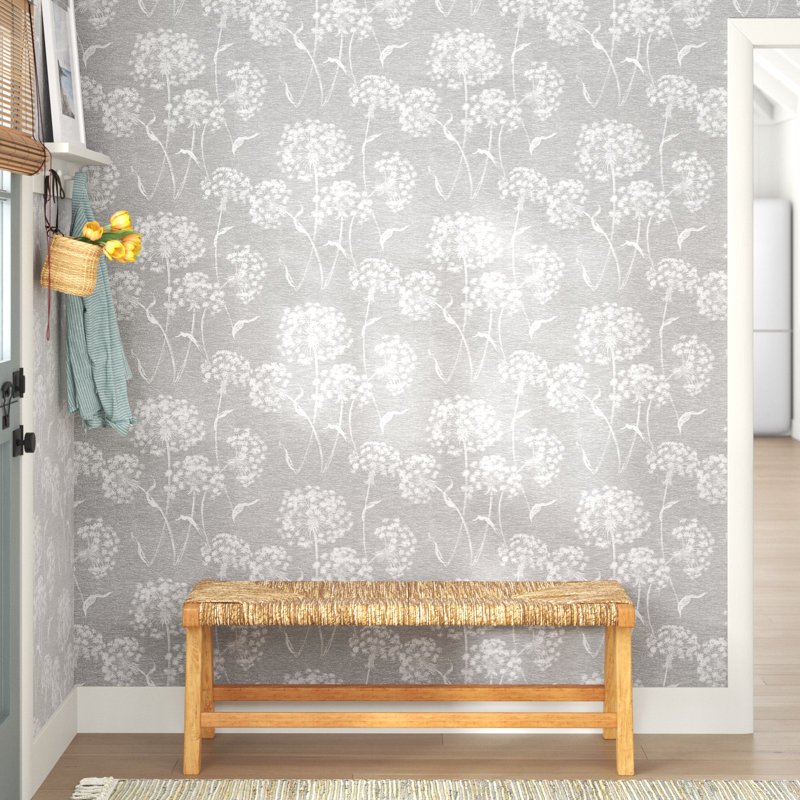 Cassius Floral Double Roll, Light Gray