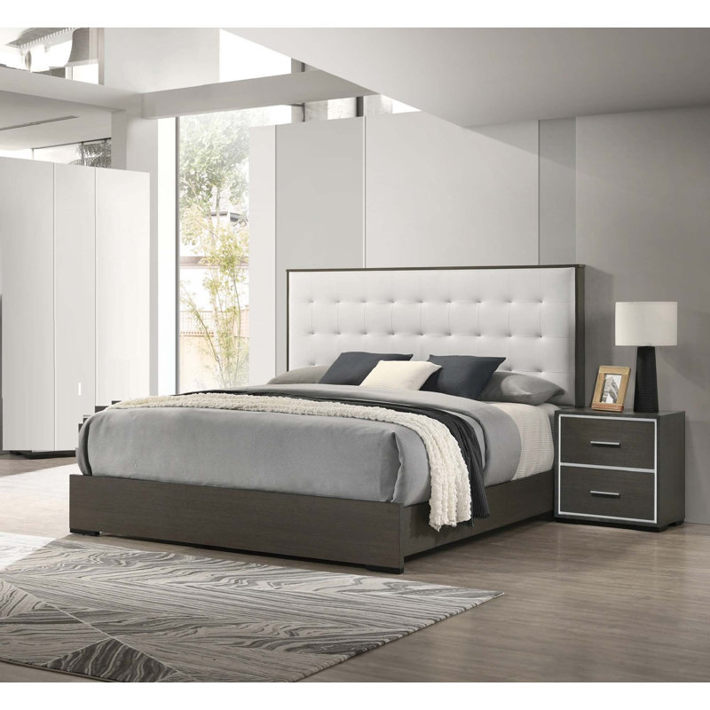 Tête de lit à panneau capitonnée en bois, Double