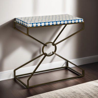 Frederickson 24" Side Table With Bone Inlay And Brass