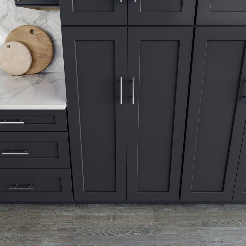 Armoire de cuisine en bois massif prête à assembler, 30", 51", Noir Shaker